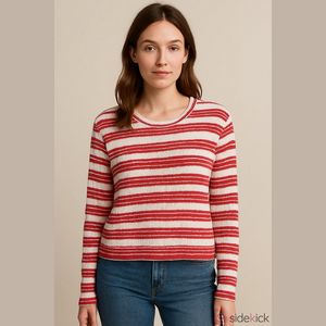 Splendid Red and White Striped Oversized Sweater Top - size Small